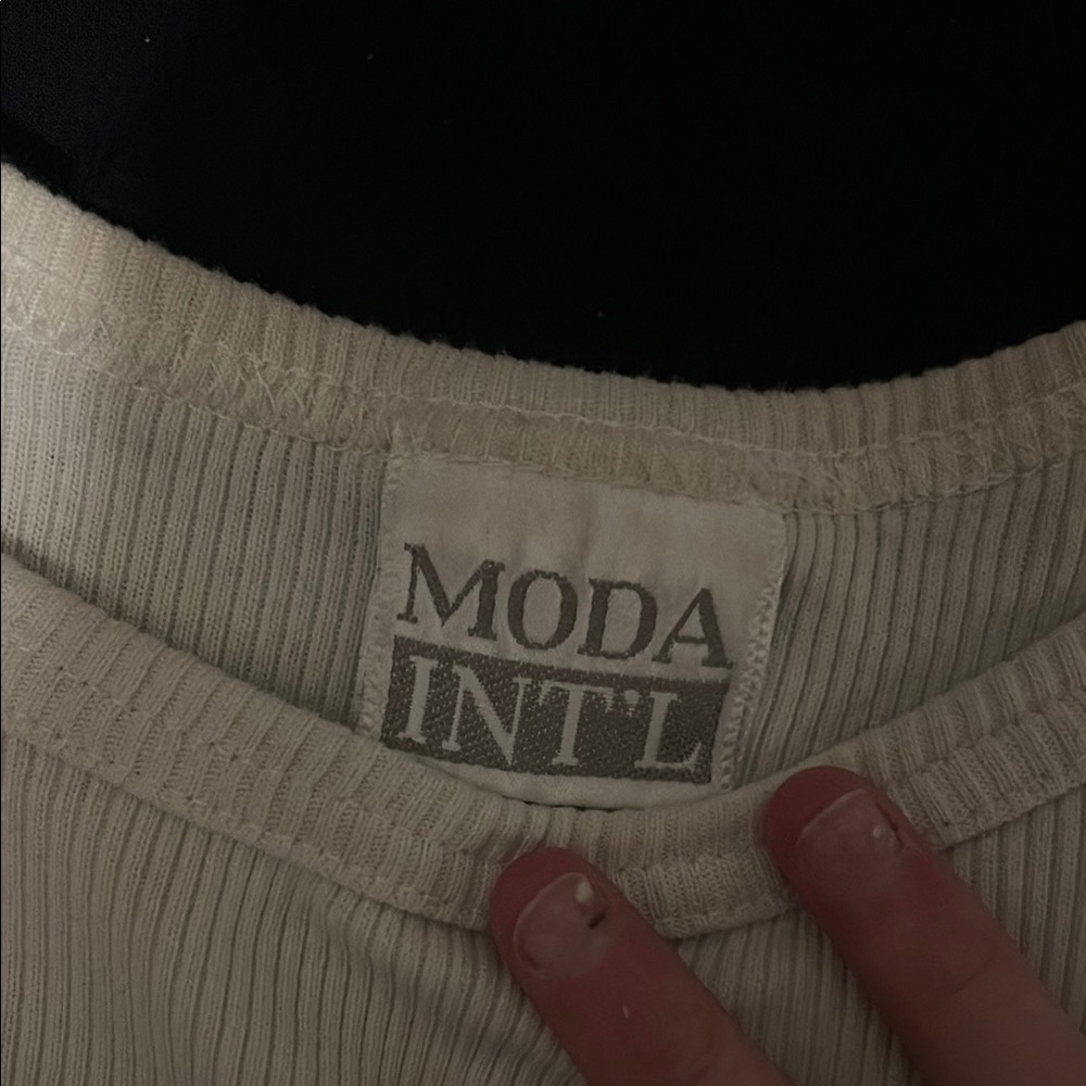 Moda Int'l Cream Ribbed Top